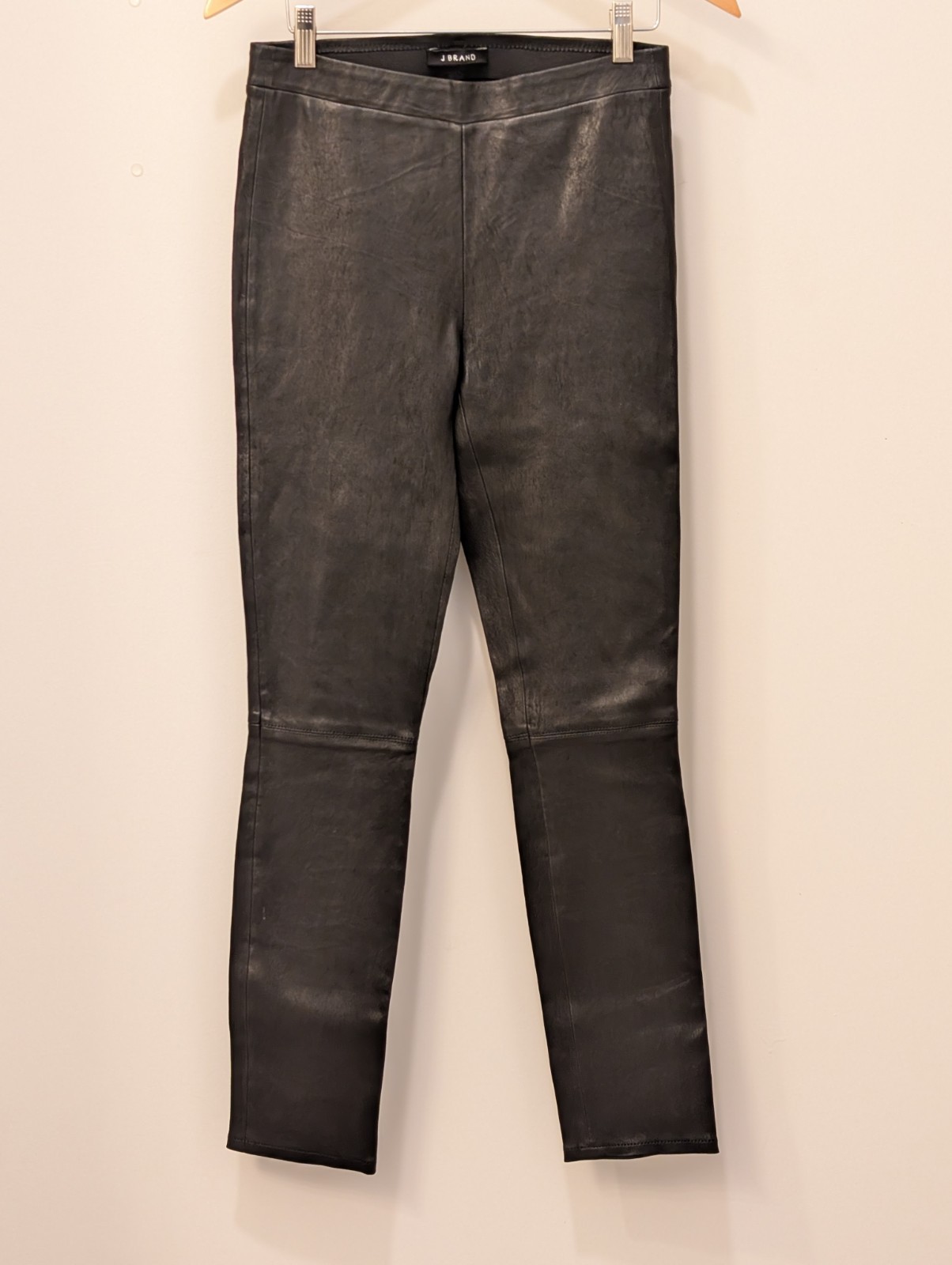 $1050 J BRAND L8007 SKINNY EDITA PULL UP LEATHER LEGGING PANTS WOMEN’S MED BLACK