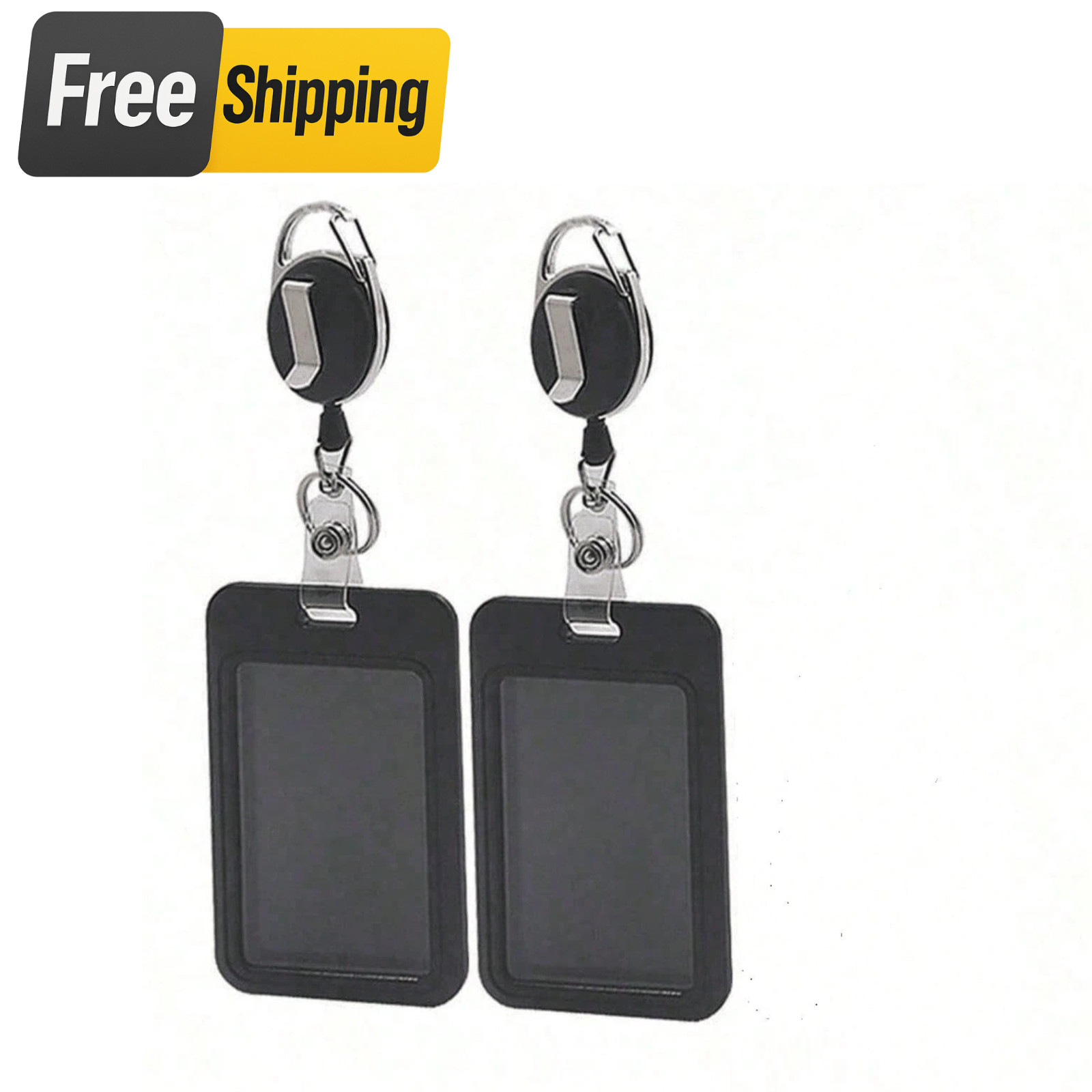 ID Card Holder Retractable Badge Reel Vertical Case Heavy Duty With Belt Clip US