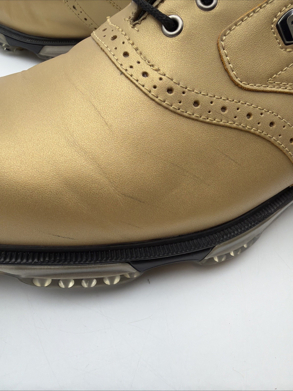 Foot-Joy DryJoys Mens Gold Purdue Shoes, Soft Spikes, Size 12