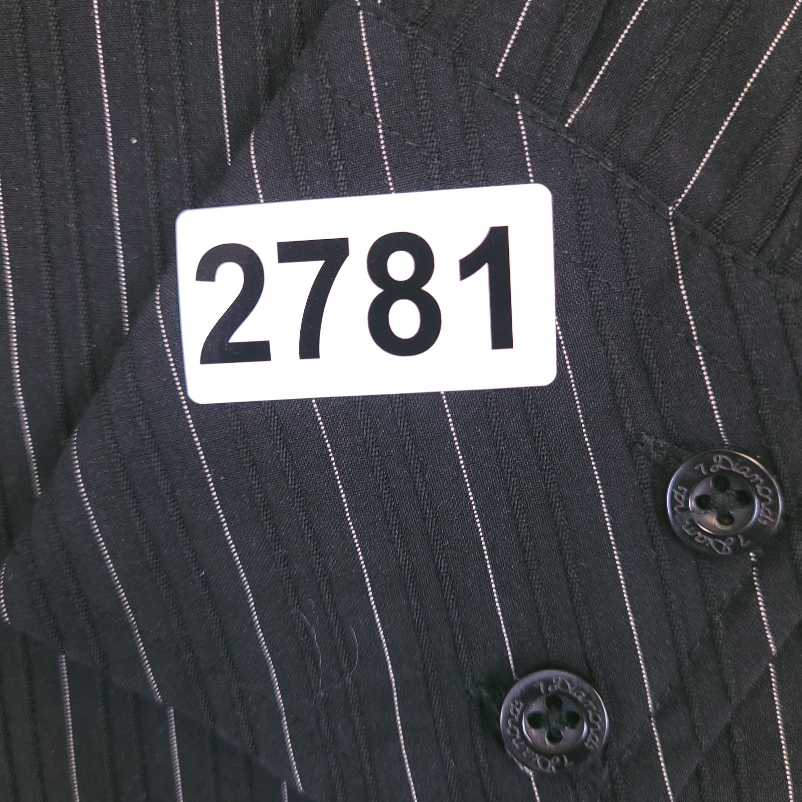 7D 7 Damonds Button Up Mens L Black White Stripe Stretch Tonal Raised Ribbing