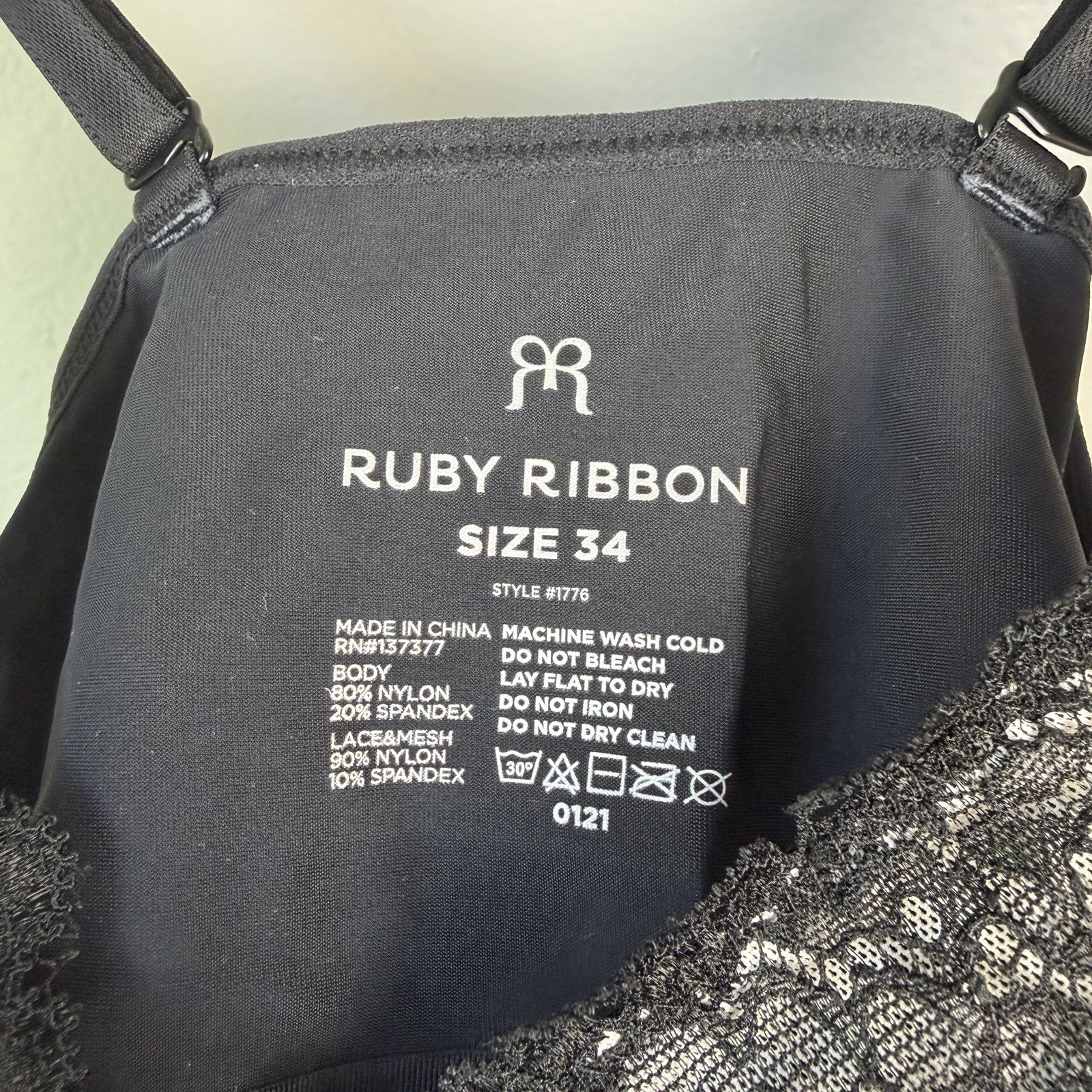 NEW- RUBY RIBBON LACE SECOND SKIN DEMIETTE Black Womens Size 34