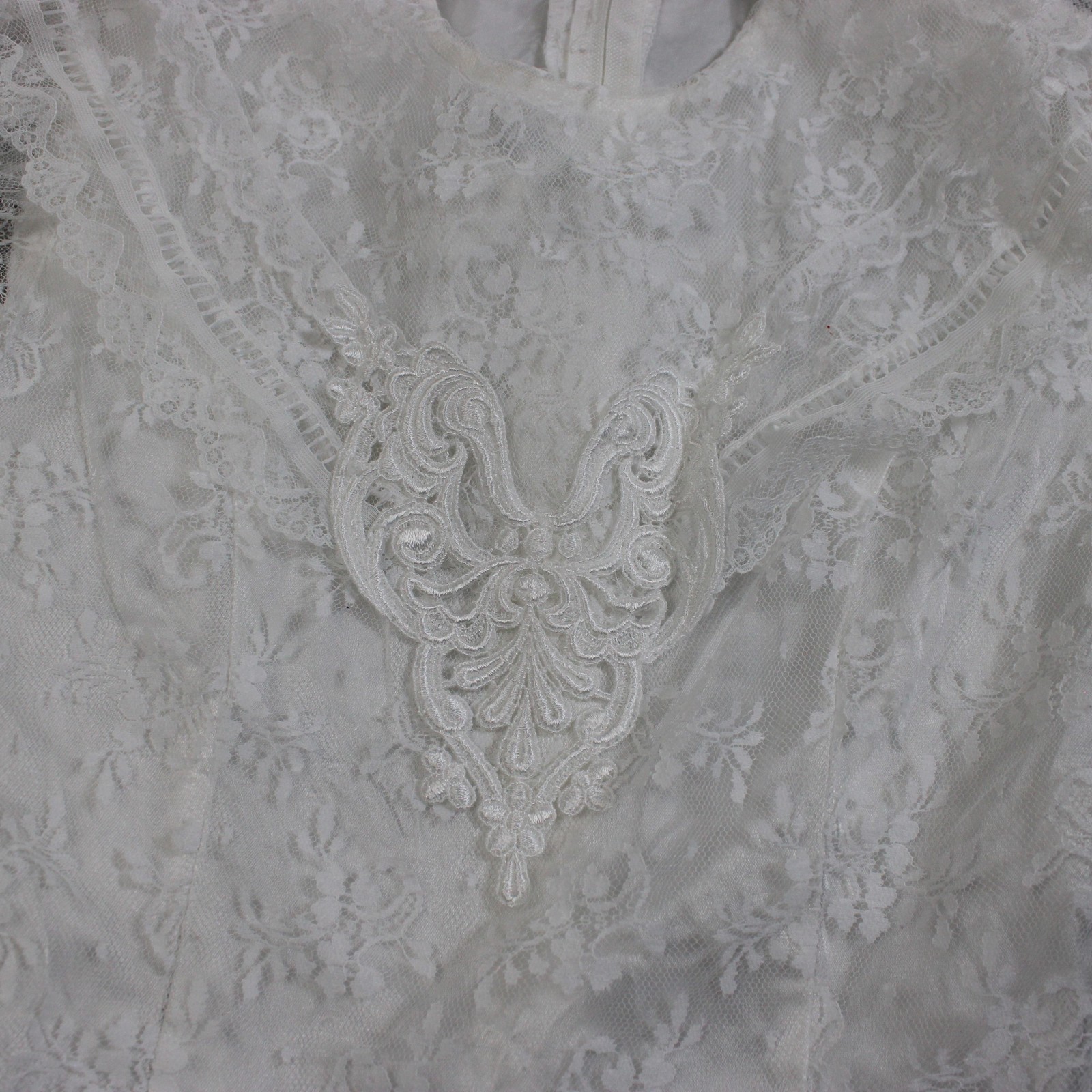 Jessica McClintock Dress Pre-Teen 8 White Lace Fit Flare Puff Sleeve Victorian