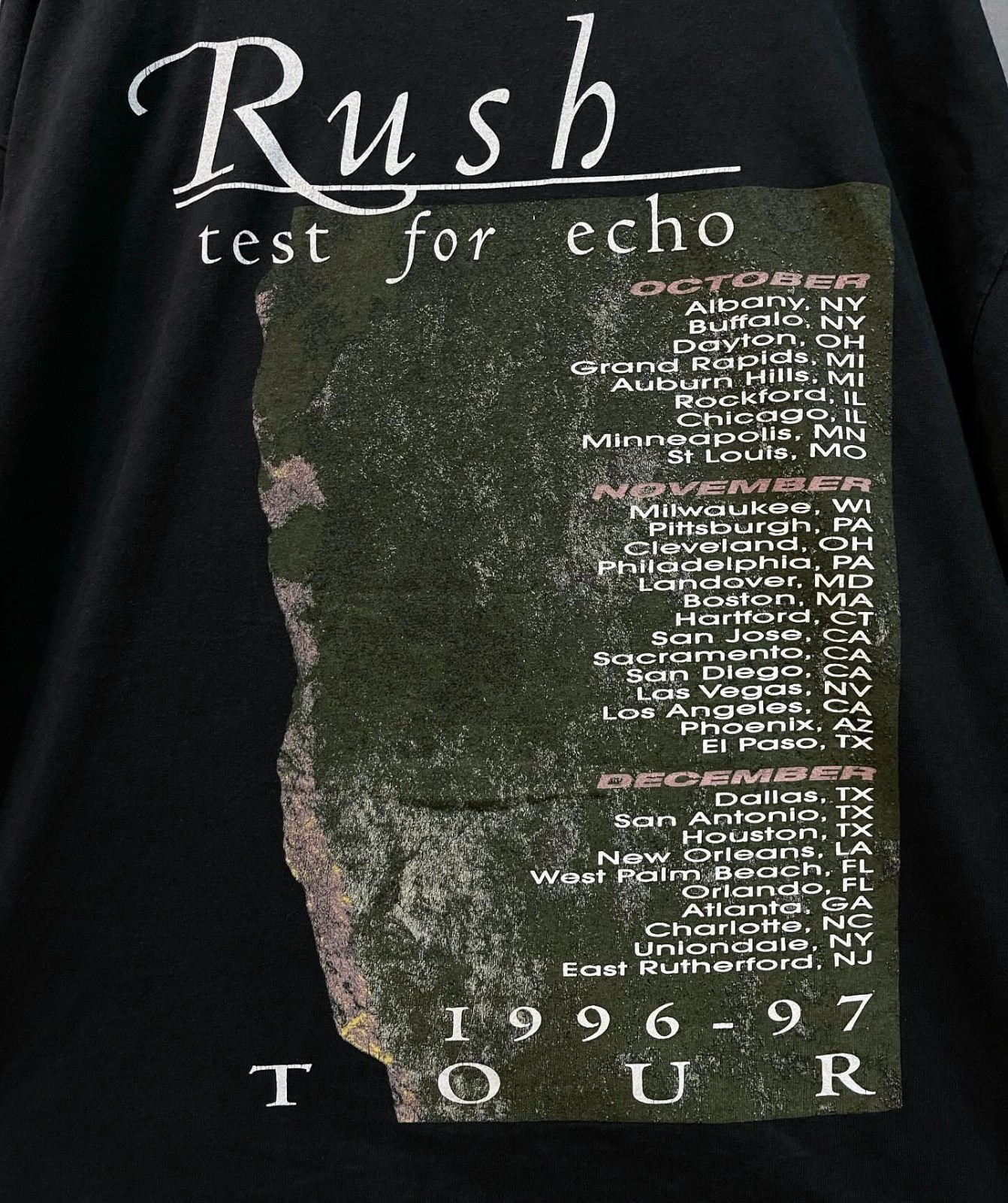 Vintage Rushh ‘Test For Echo Tour’ Double Sided Band Tee 1996s