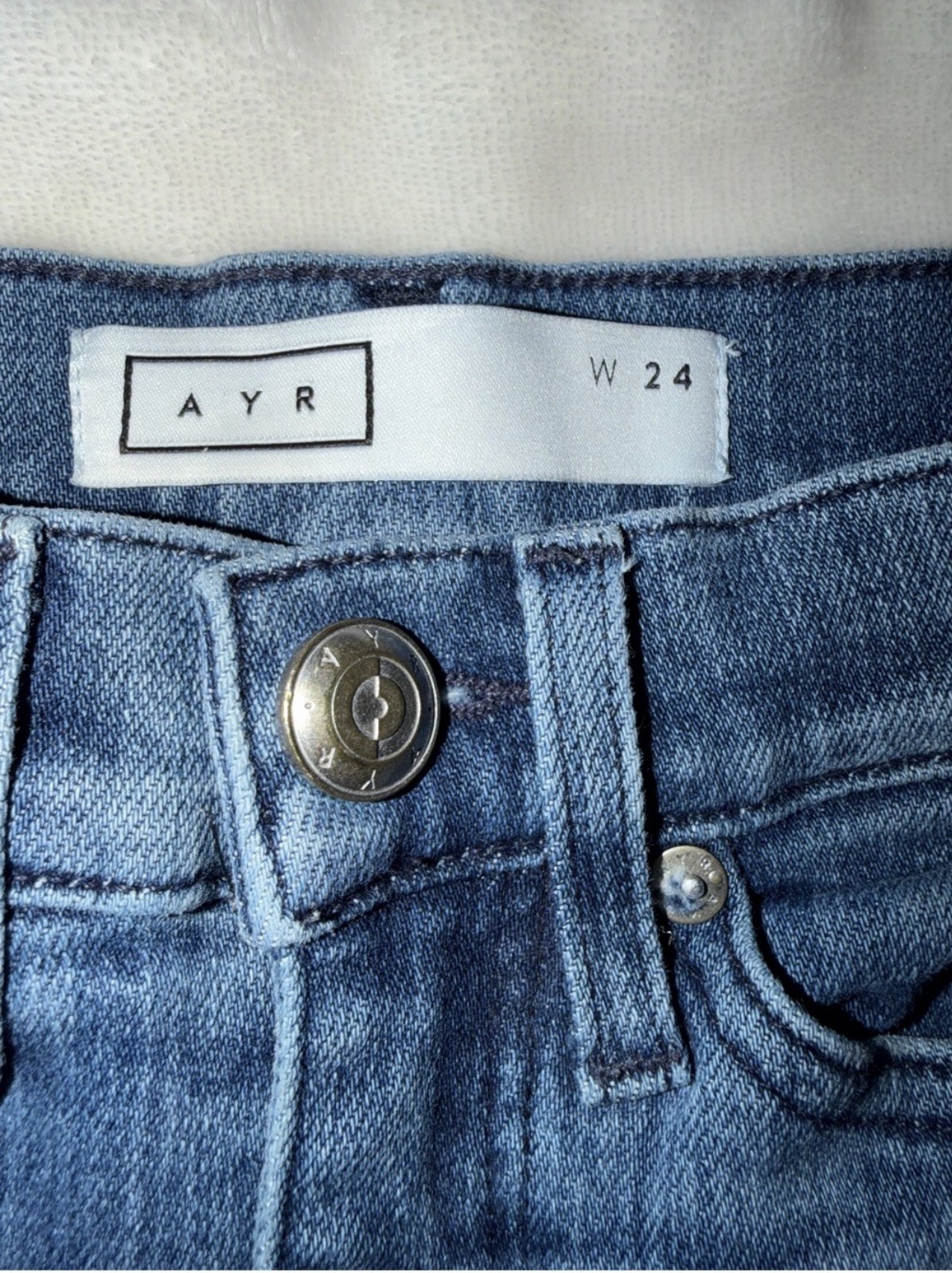 AYR The Pop Jeans Size 24 Cropped High Rise Stretch in Bomba Wash