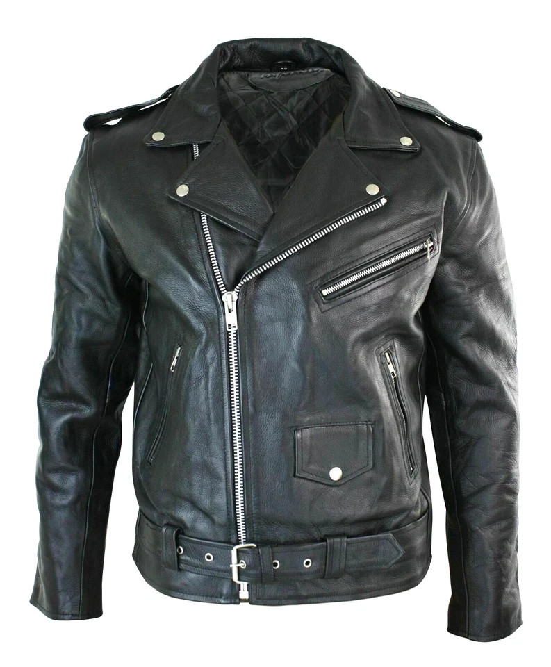 Men’s Classic Black Leather Biker Jacket – Premium Motorcycle Rider Jacket