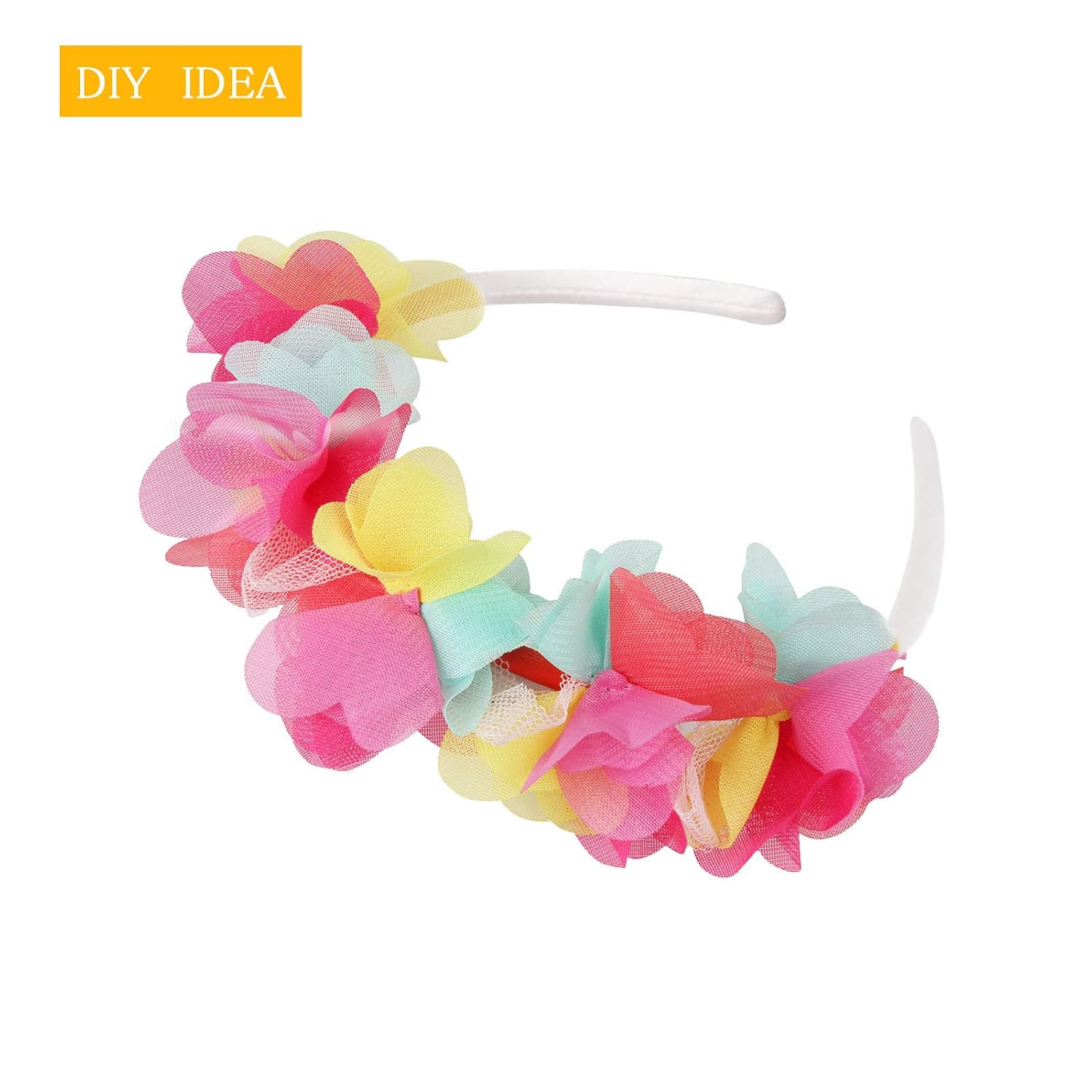 20 PCS 1 CM White Plain Satin Headbands Fabric Hard Head Bands Solid Color White