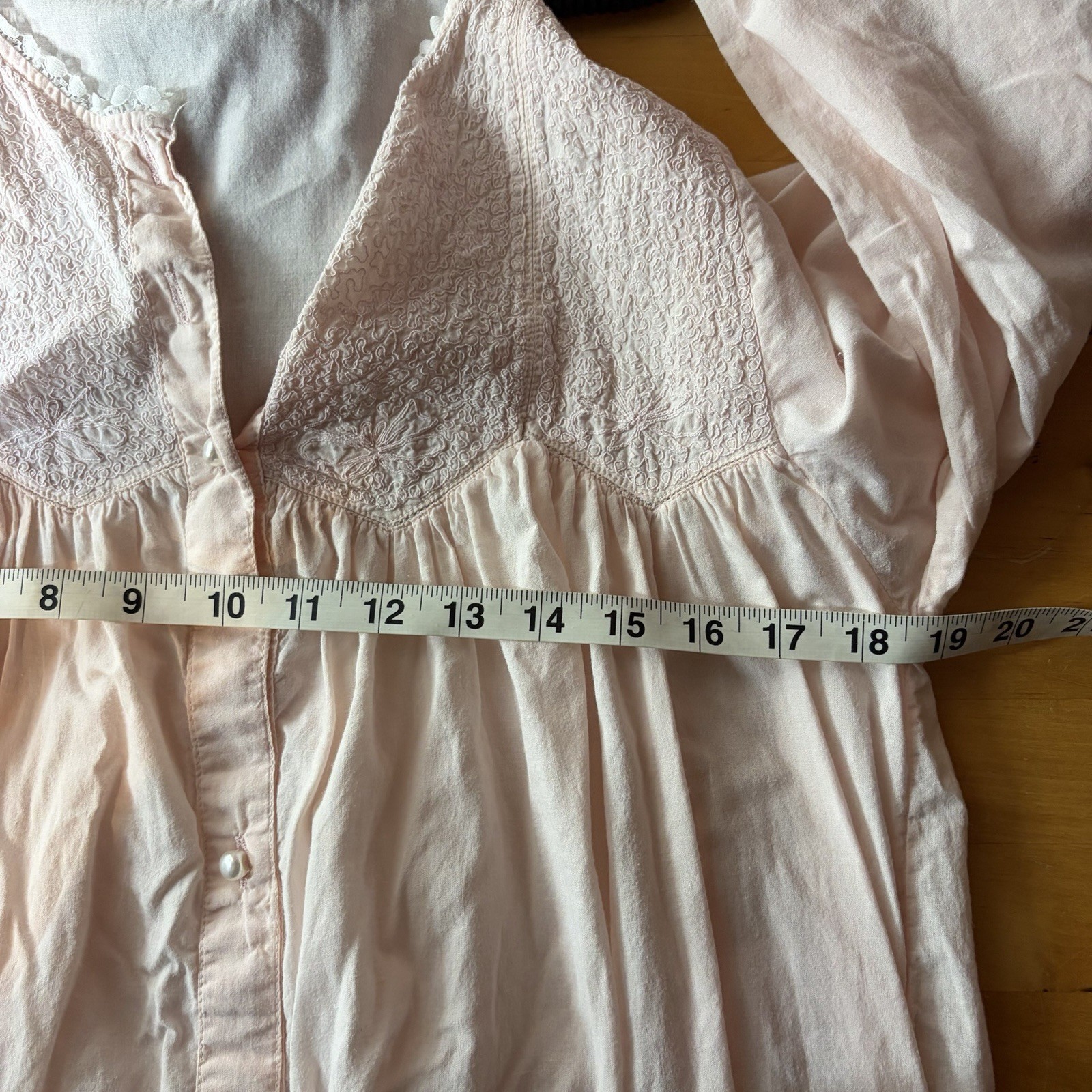VTG Saybury Prairie Nightgown Size S Pink Cotton Victorian Cottagecore Granny