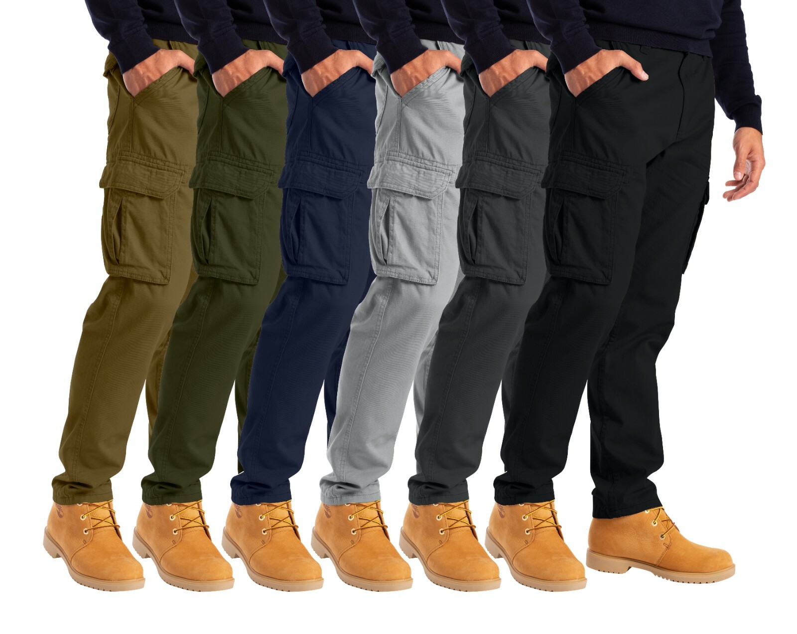 Alamo Men’s Straight-fit Cargo Combat Trousers 6 pocket Workwear full Pants