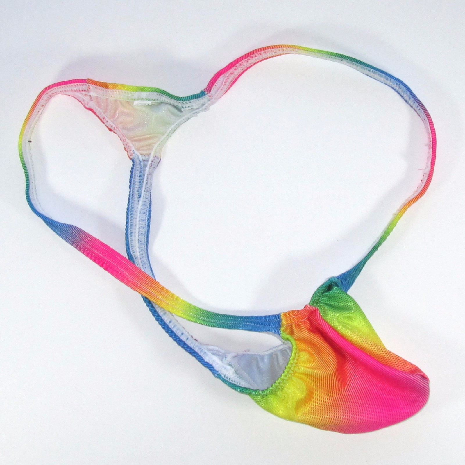 K403 P String Thong Grape Smugglers Contoured Pouch Rainbow Prints Swim fabric