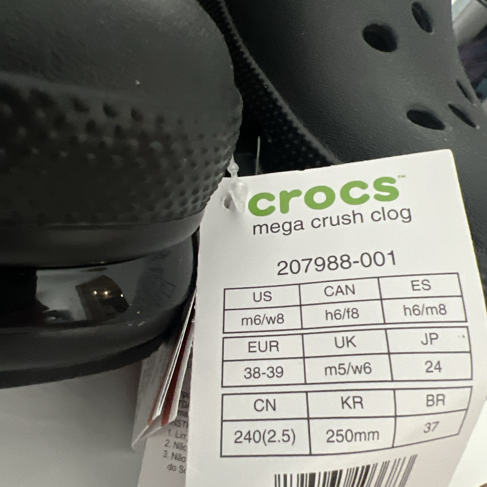 NWT Crocs Mega Crush Platform Clog – Black -W8/M6