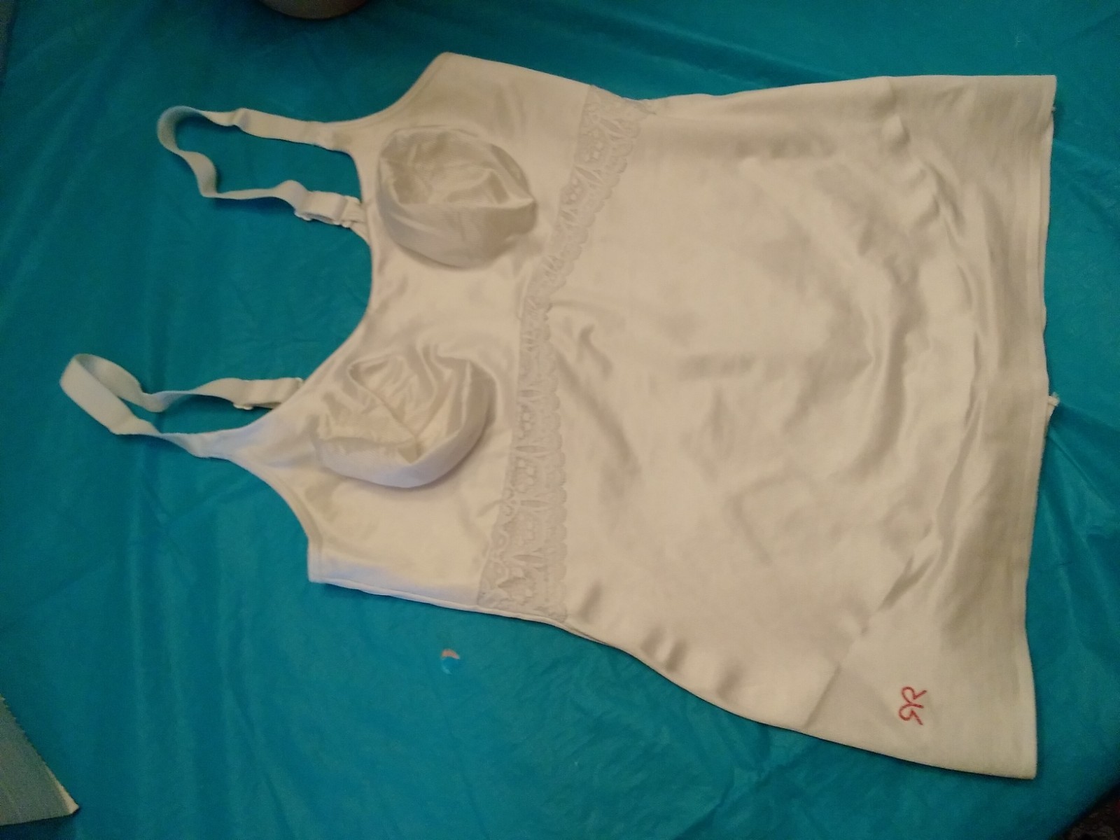 Ruby Ribbon Cami Shapewear Tank Top White Convertible SZ 40 Style 3024