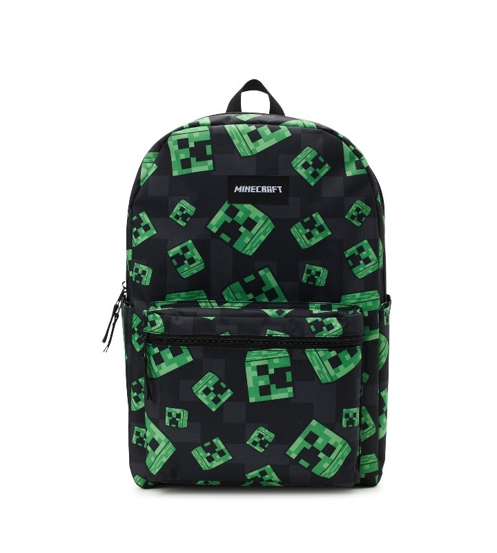 Minecraft Creeper – School Backpack Book Bag 17″ Green Black Kids Backpack New!