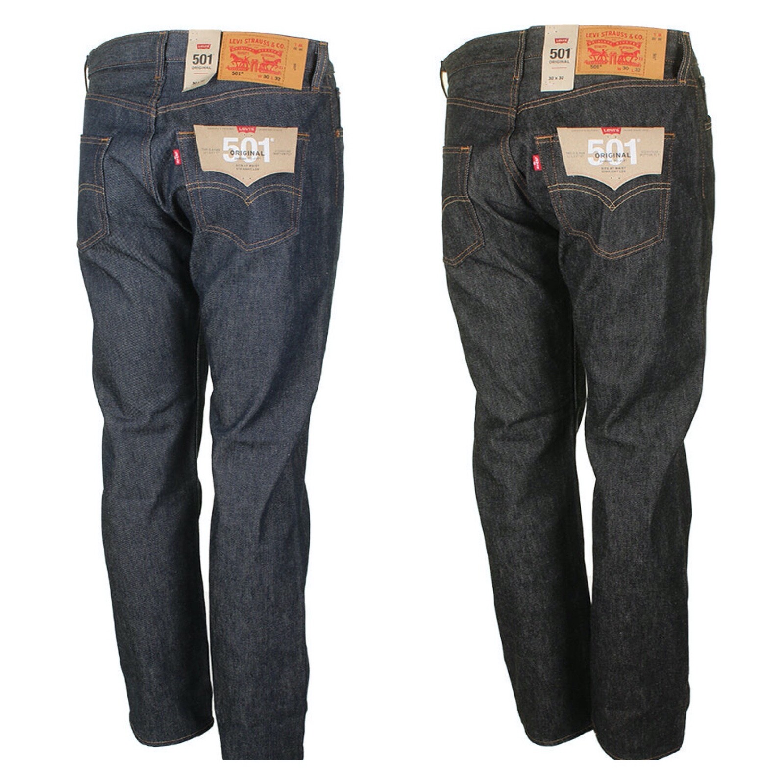 Levis 501 Original Shrink To Fit Button Fly Jeans Rigid Blue Black Many size