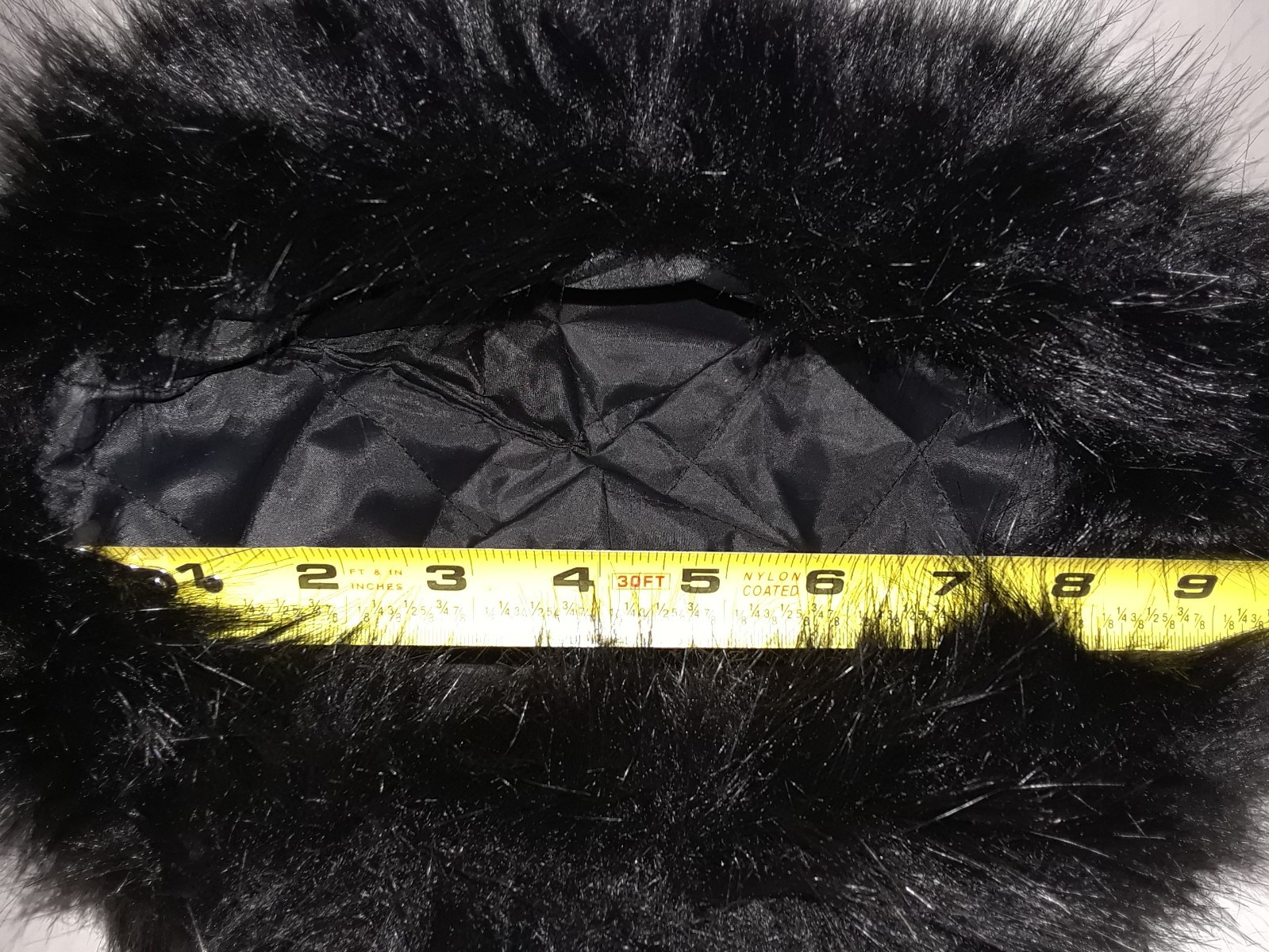 Women Black Russian Faux Fox Fur Hat Fluffy Winter Outdoor Suede Cap 7.5 in
