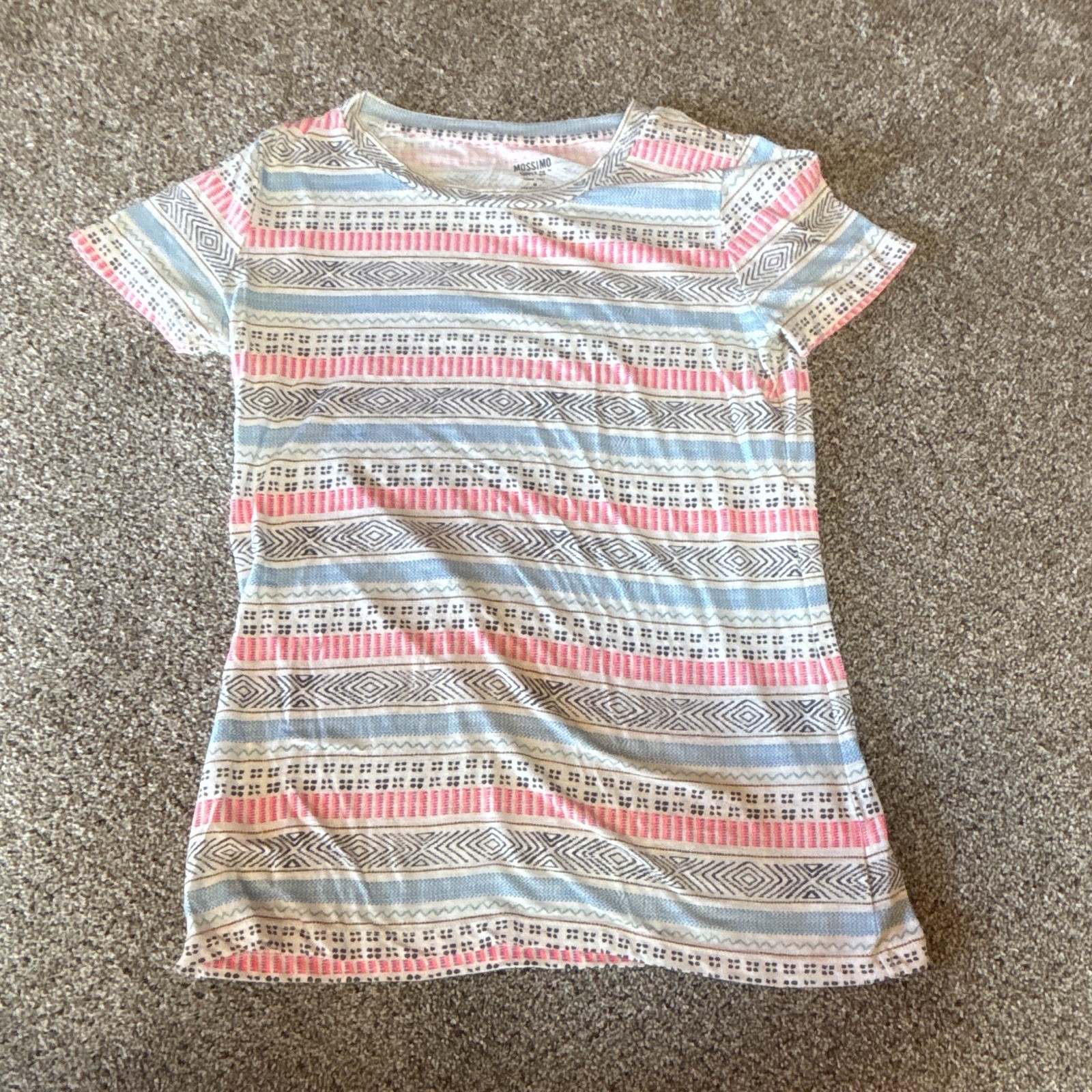 Mossimo Supply Co. Women’s Multicolor Aztec Geometric Knit T-Shirt Crew Neck M