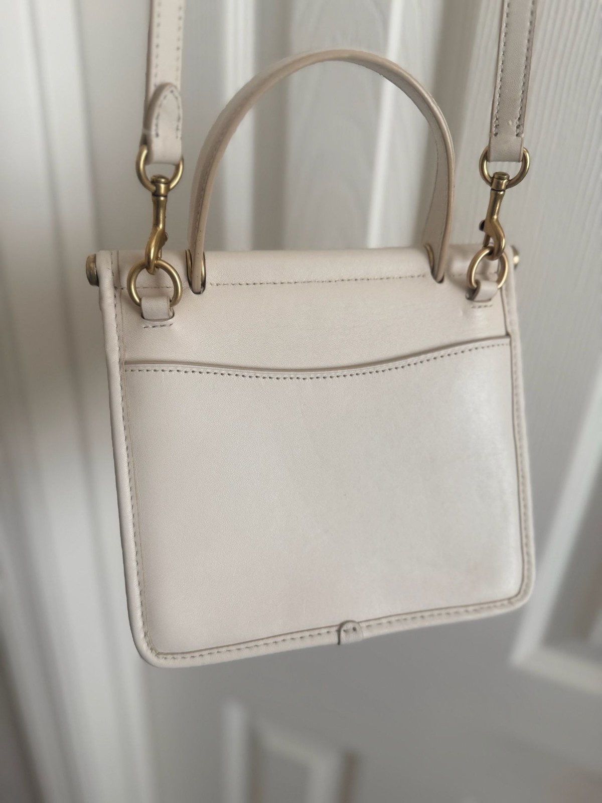 Coach Willis Top Handle 18 in Chalk Glovetanned Leather