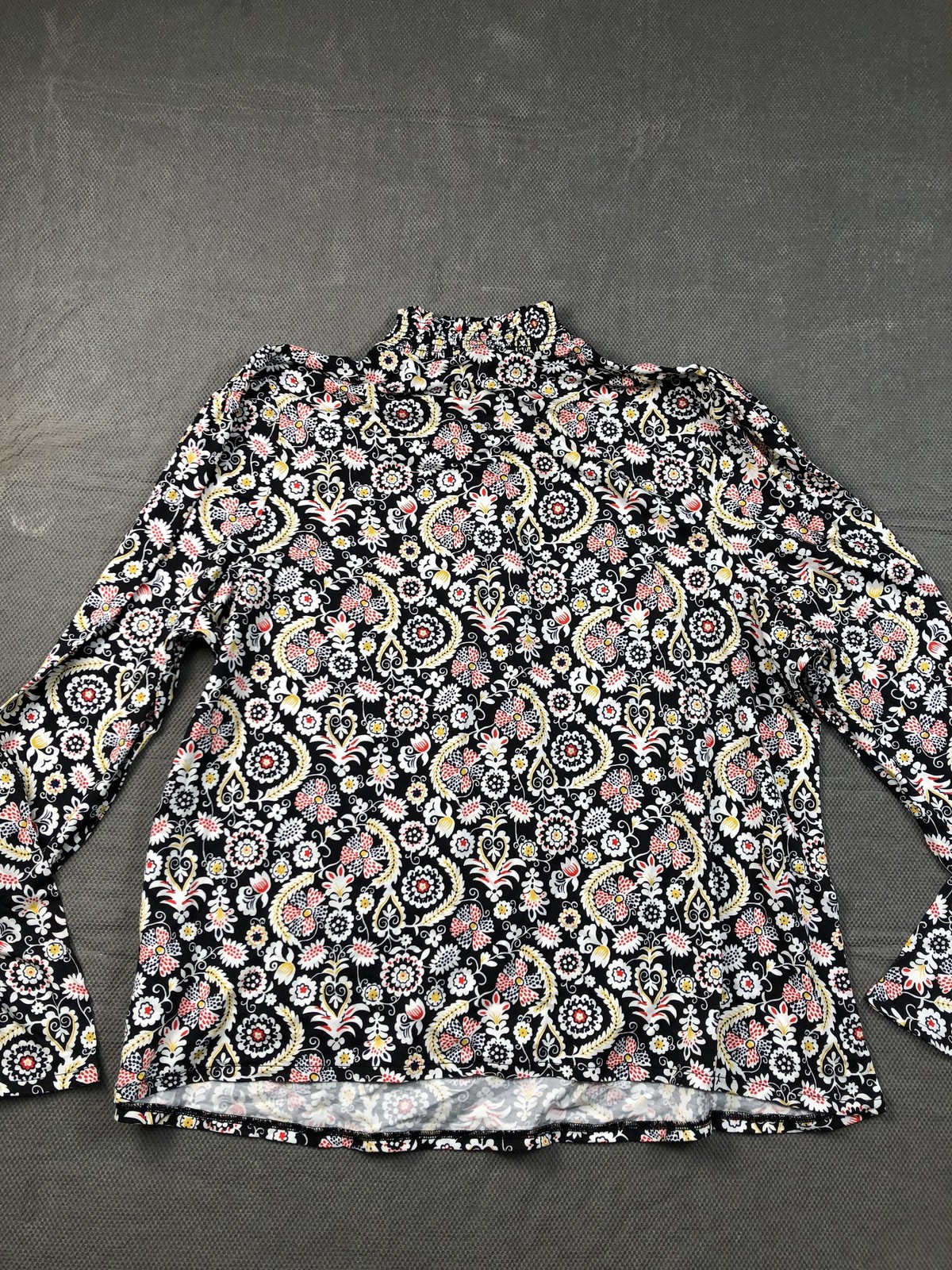 Boden Blouse Womens 16-18 Plus Multicolor Mock Neck Long Sleeve Floral Top NWT