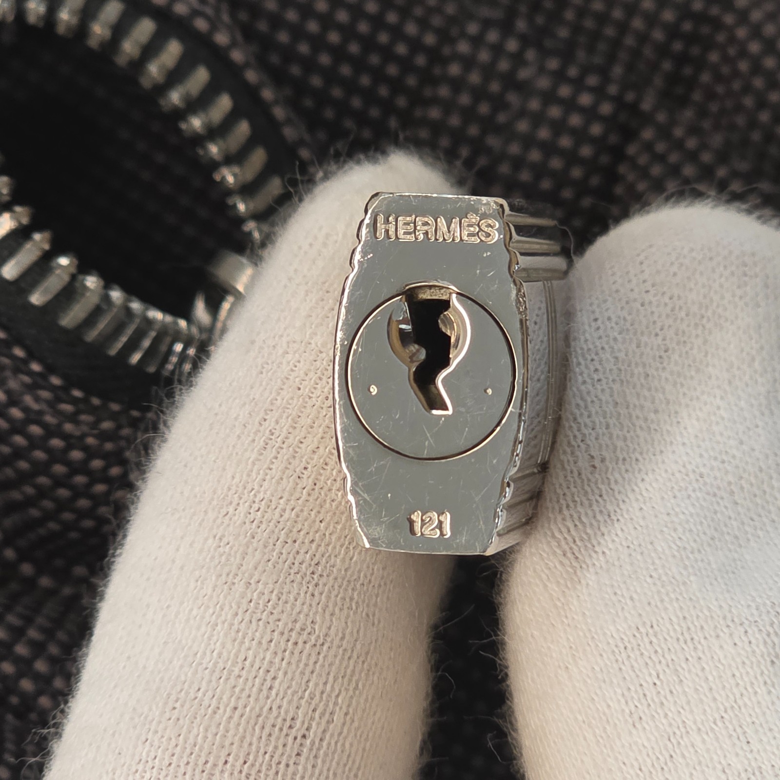 Hermes HerLine MM Tote Bag Charcoal Gray / Black with HERMES LOCK #121