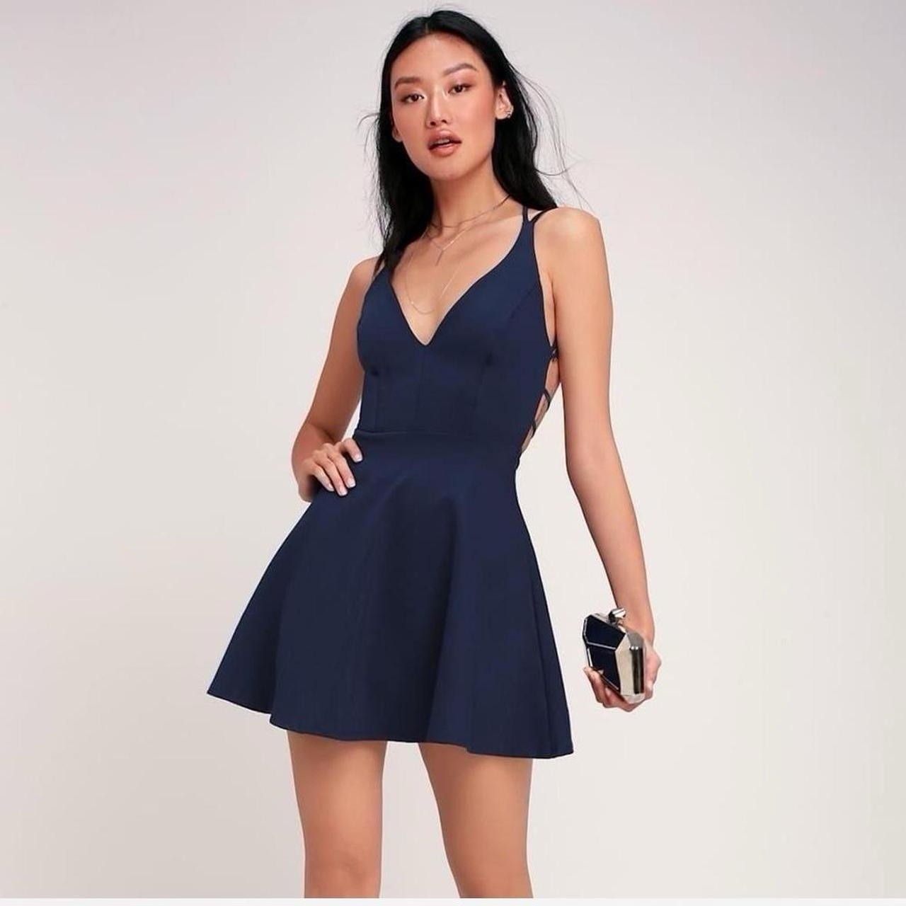 NWT XS Lulus Navy Blue Strappy Dress