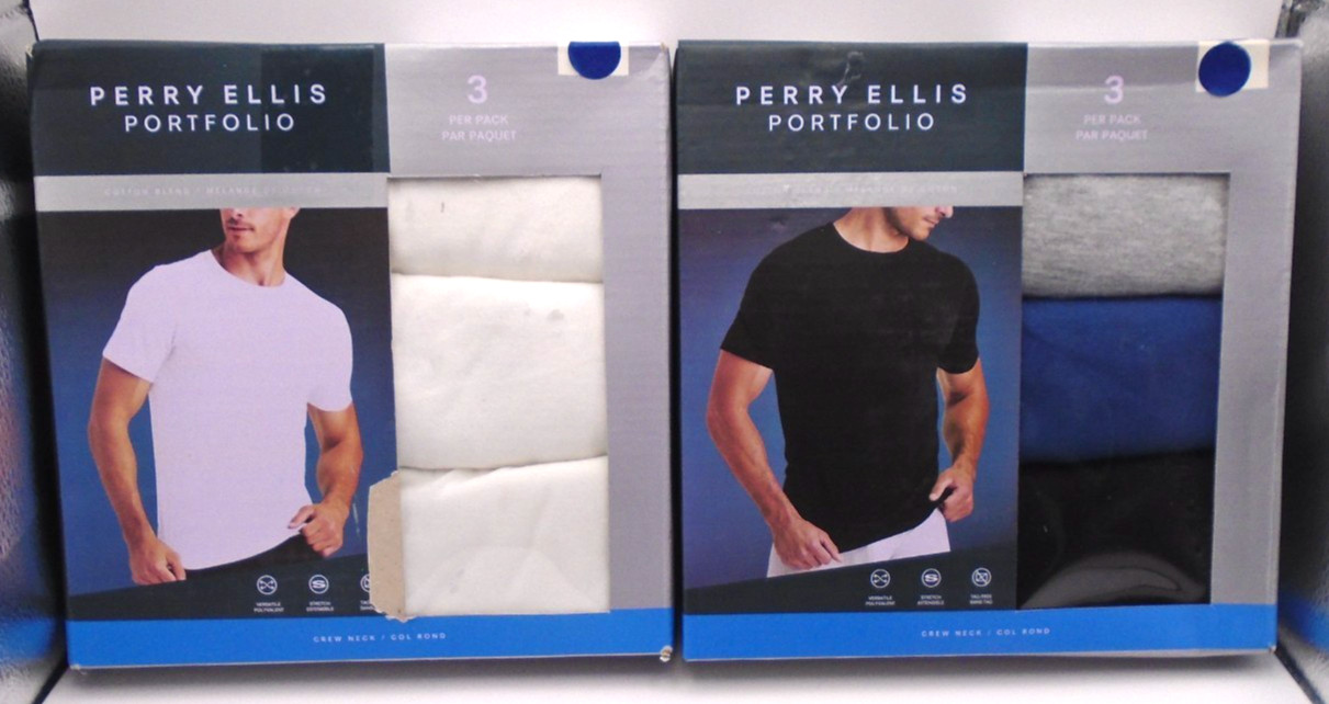 NEW MEN’S “PERRY ELLIS PORTFOLIO 3 PACK COTTON BLEND CREW NECK T SHIRTS” Choose!