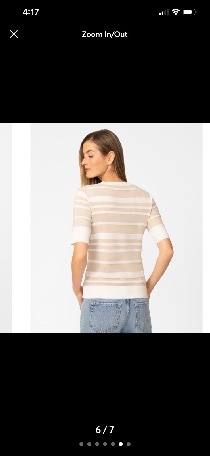 NWT Melissa Paige Women’s Petite Textured Stripe V Neck Top Gold & White PXL