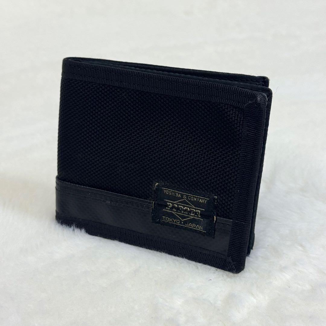 Porter Heat Bifold Wallet Compact Black Durable Material Used Condition