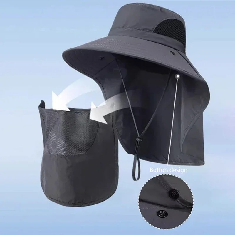Wide Brim Sun Hat UV Protection Bucket Cap For Hiking Camping Fishing Safari Men