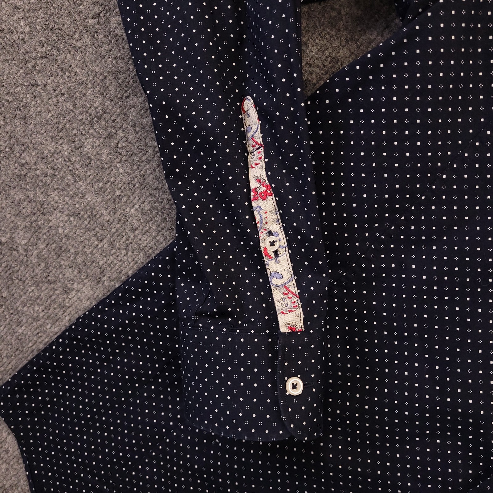 7D 7 Diamonds Diamond Lighting Stretch Sz M Navy Geometric Micro Dot Floral