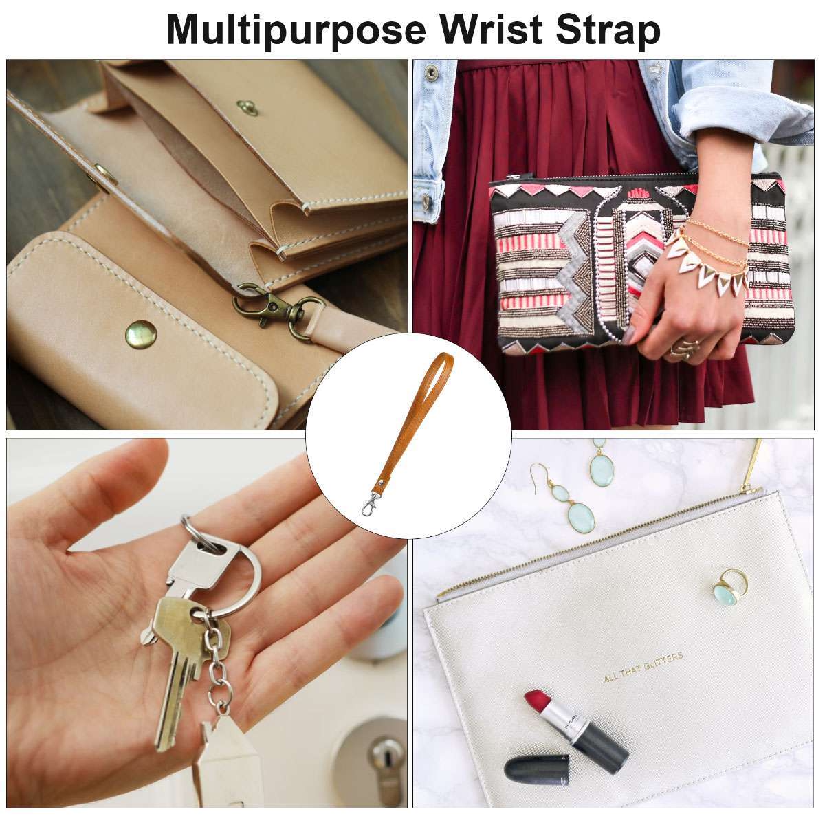 Replacement Bag Wrist Strap Hands-Free Leather Wristlet for Wallets Purse Clutch
