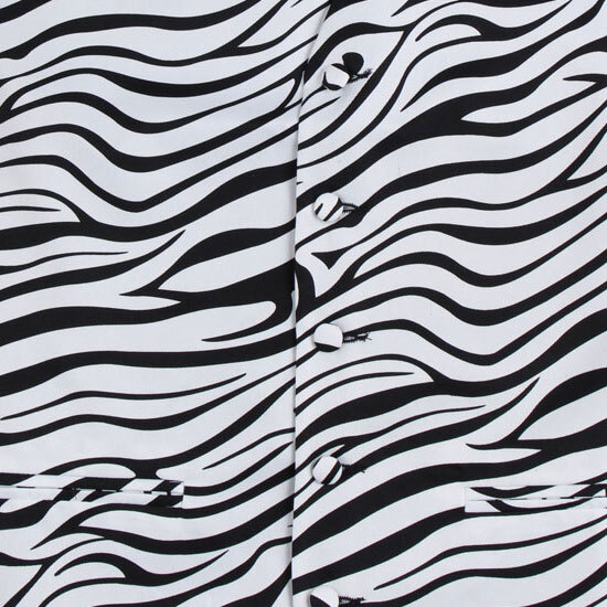Men’s Zebra Animal Print Tuxedo VEST ONLY Proms Fashion Waistcoat