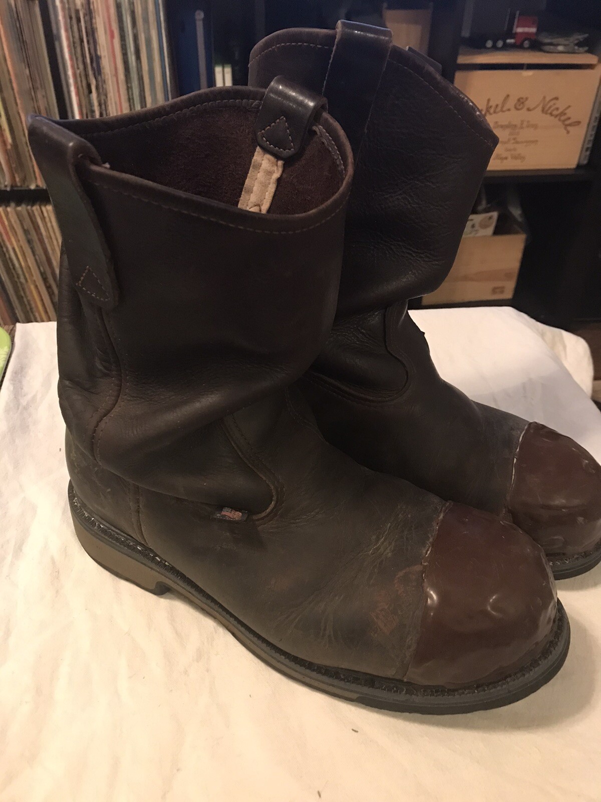 Mens Thorogood Wellington Steel Toe Work Boots sz 9 D Tuff Toe Protection