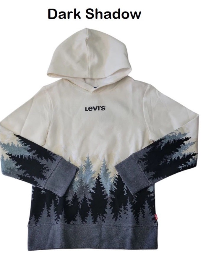 Levi’s Boy’s Hoodie Easy Fit Soft Fleece Size XS (4-5) Dark Shadow Pine Trees