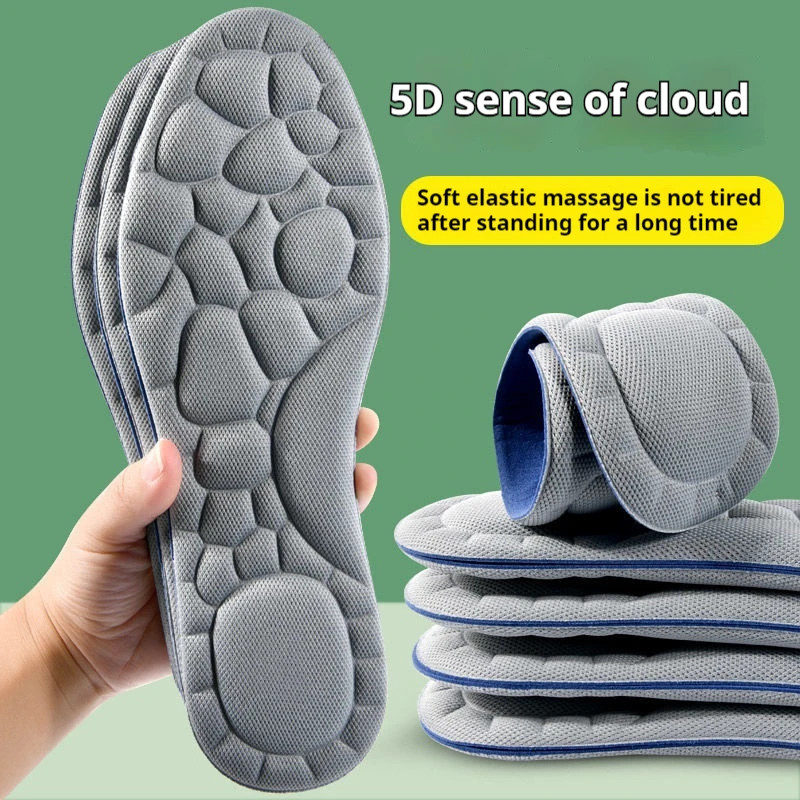 5D Insoles for Shoes Men Outdoor Running Sports Insole Feet Memory foam Shock Ab
