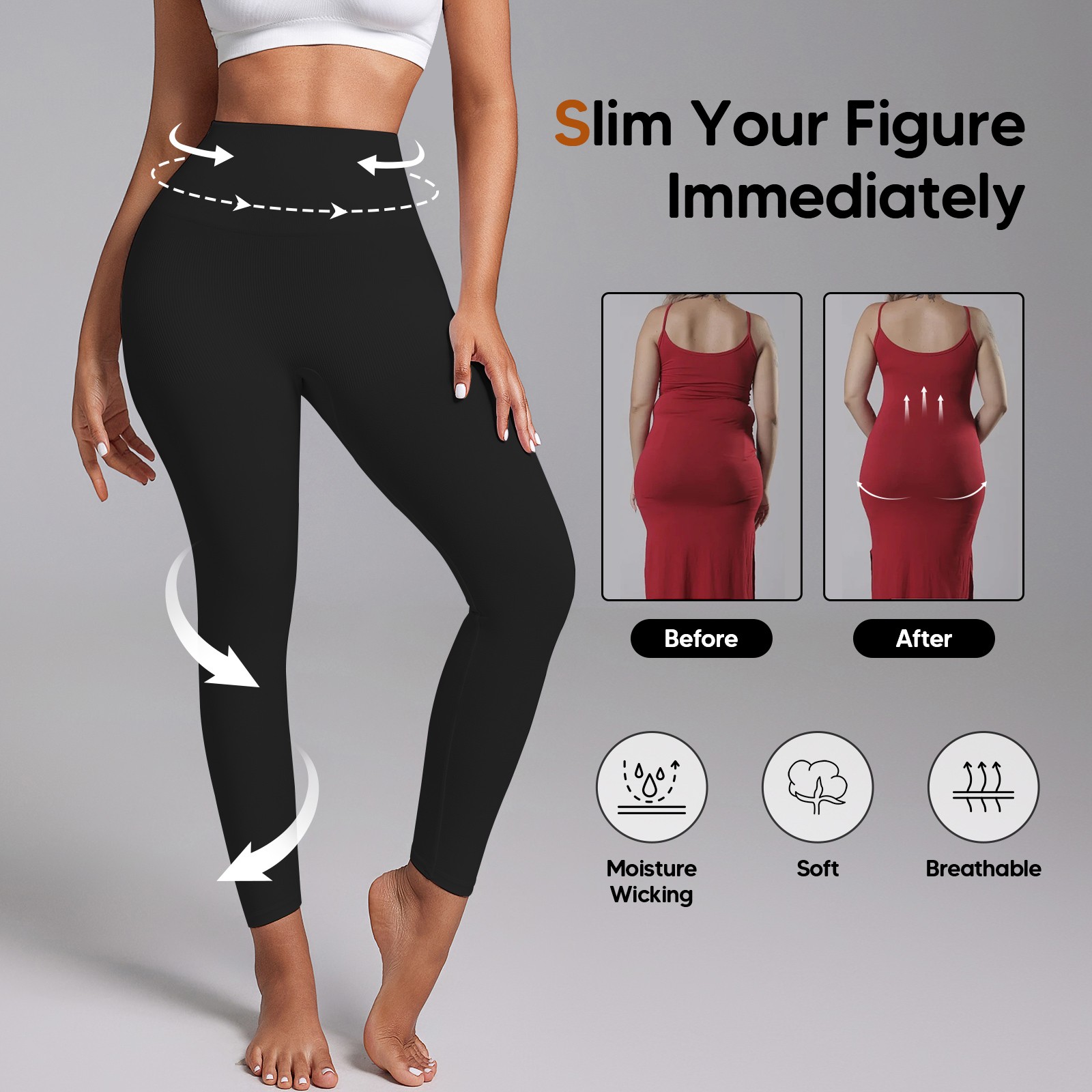 Women Slimming Anti Cellulite Compression Leggings Leg Shaper High Waist Pants