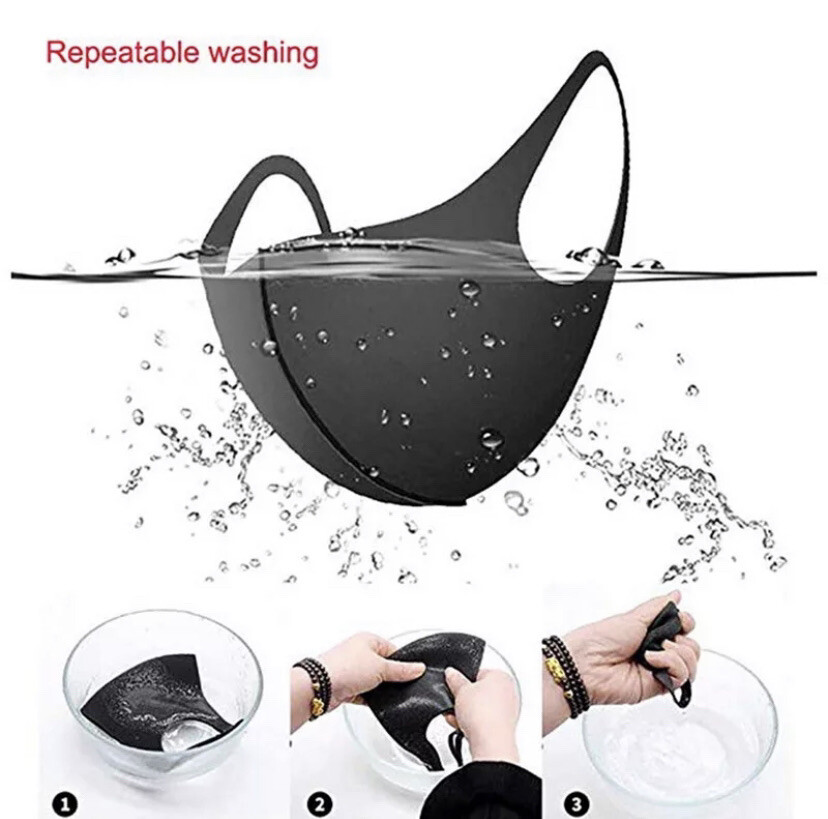 (Pack of 2) Face Mask Fashion Face Mask Washable Reusable Unisex Adult Black