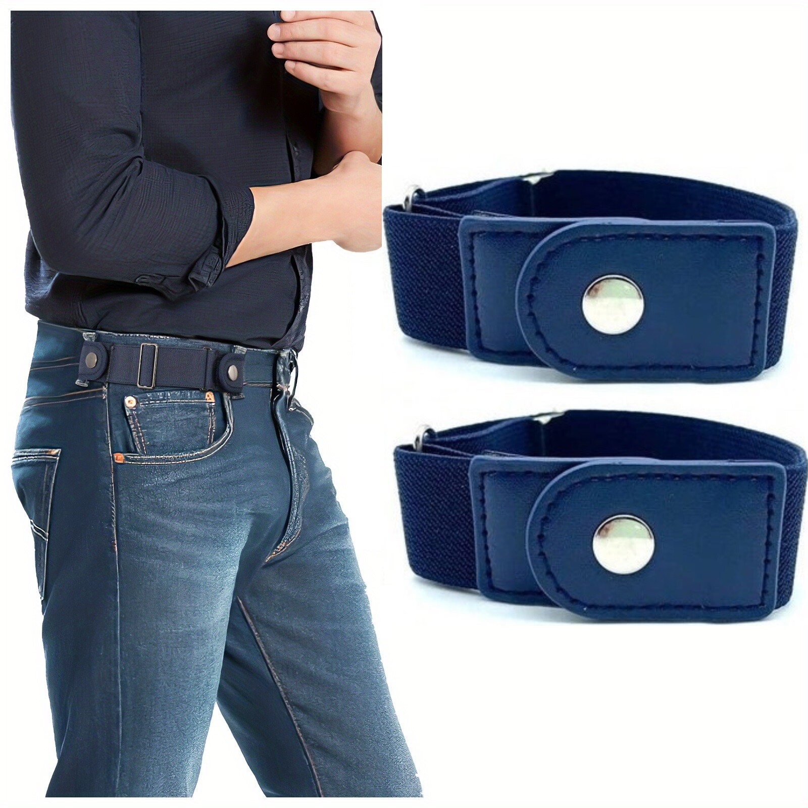 4× Men Women Buckle-free Elastic Invisible Waist Belt for Jeans No Bulge Hassle