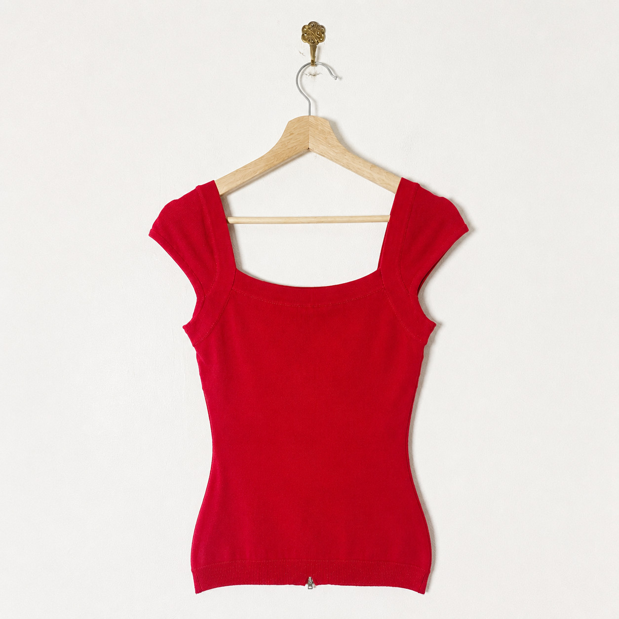 BAY Vintage 90s Y2K Red Bodycon Bandage Zip Top Sweetheart Low Cut Party UK10