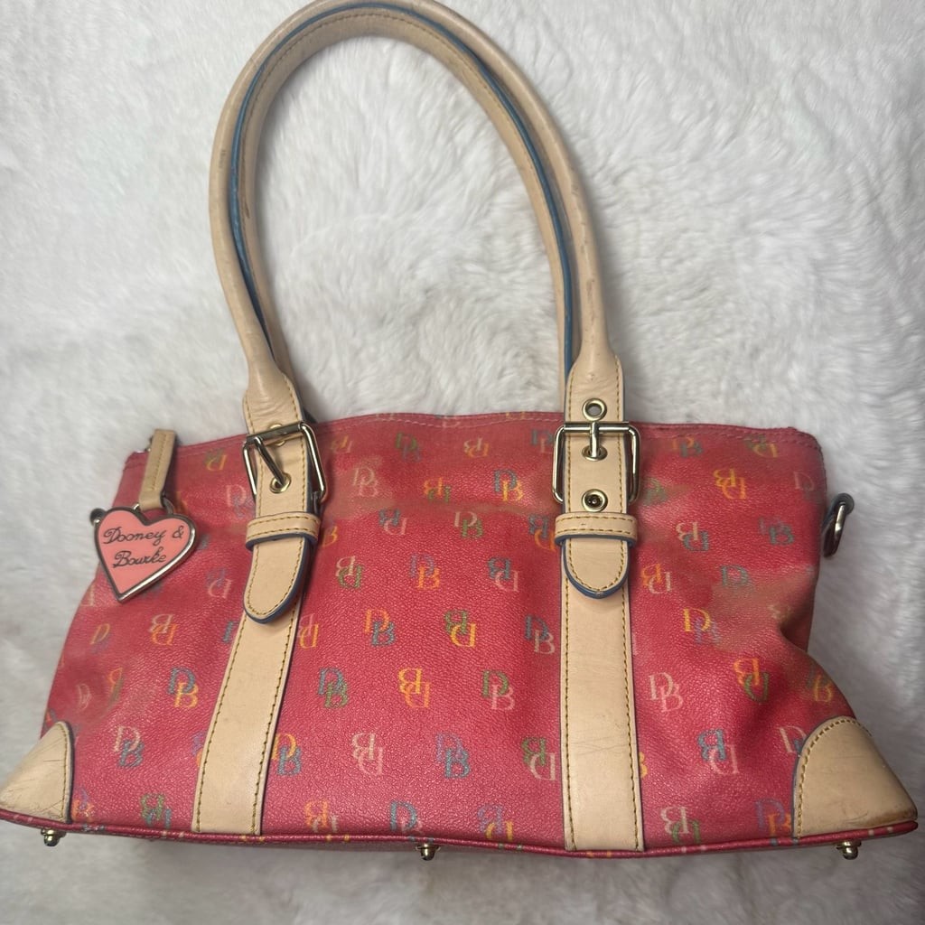 Dooney & Bourke Monogram Multi-Color DB Logo Satchel with Leather Trim