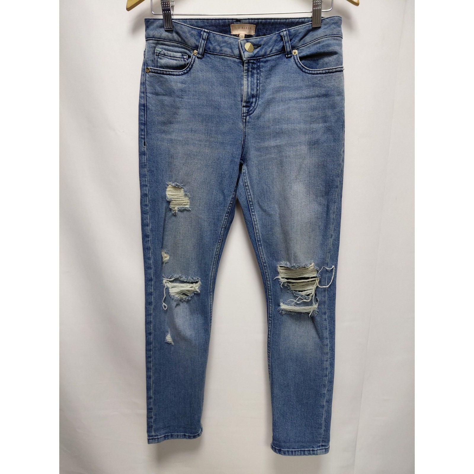 Ted Baker London Distressed Blue Jeans Mid (10-12 in) Skinny Denim Women Size 26