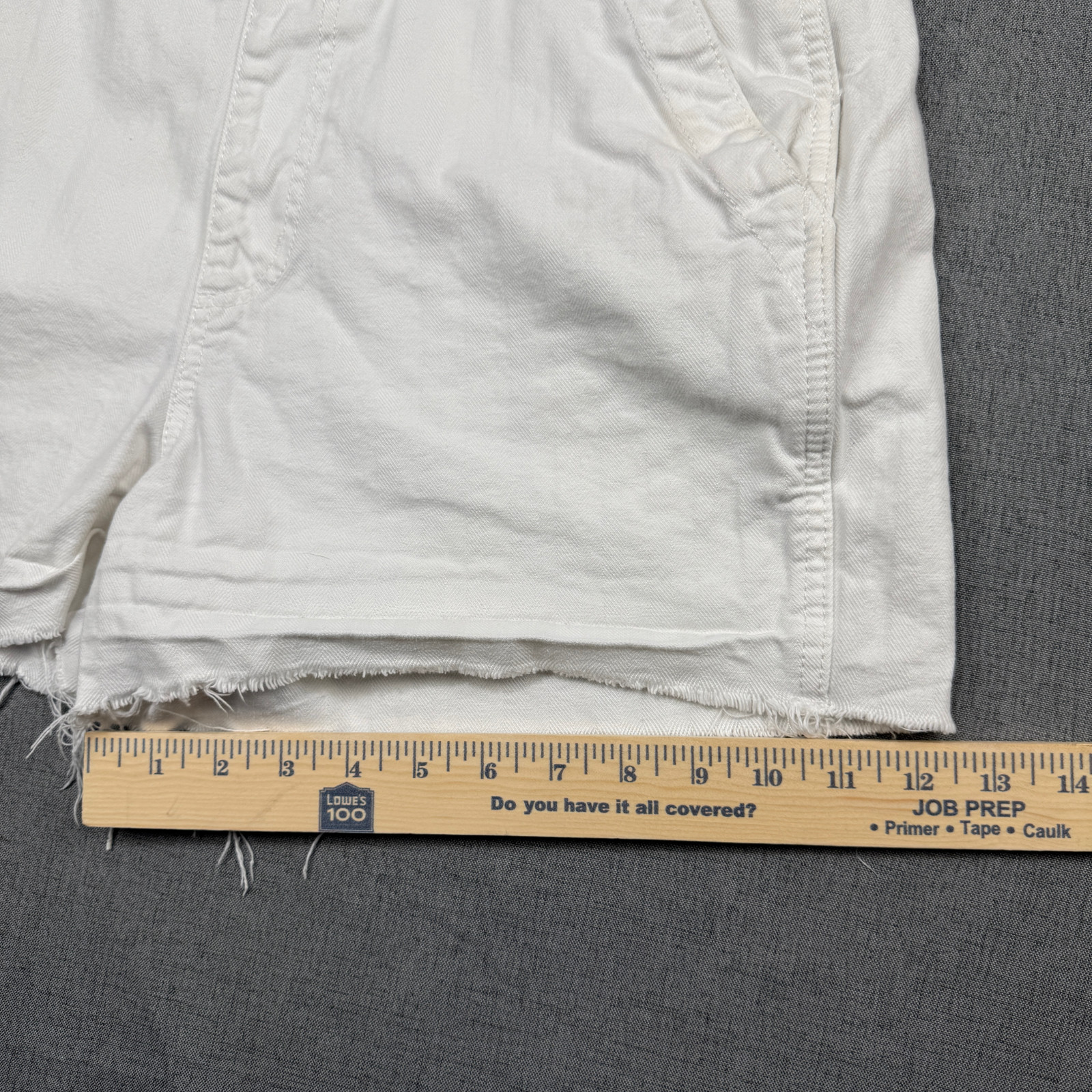 UNIVERSAL THREAD Shortalls Womens 8 White Cotton Denim Raw Hem Bib Overalls