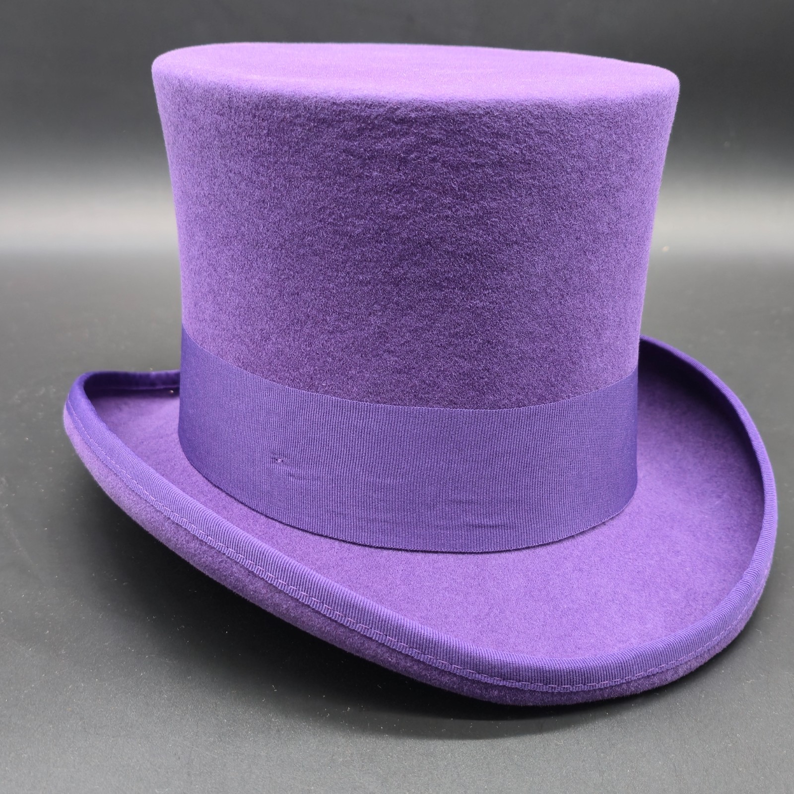 Gray Top Hat Wool Felt Victorian Slash Mad Hatter Steampunk Rock Star
