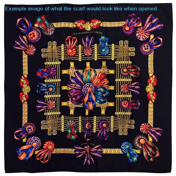 HERMÈS Vintage Silk Scarf LES RUBANS DU CHEVAL Black, never used, original box