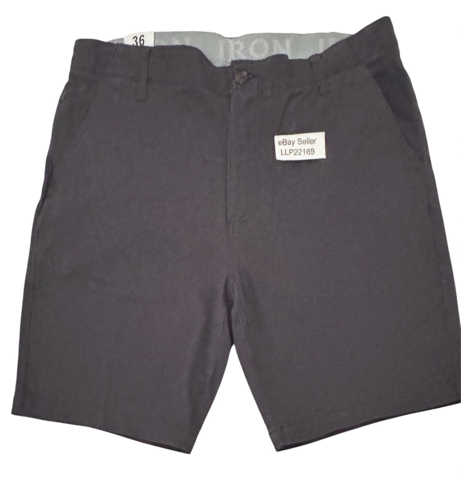 IRON CO Men’s Stretch Shorts (SIZE 36) Flex Waist Flat Front BLUE GREY New Tag!