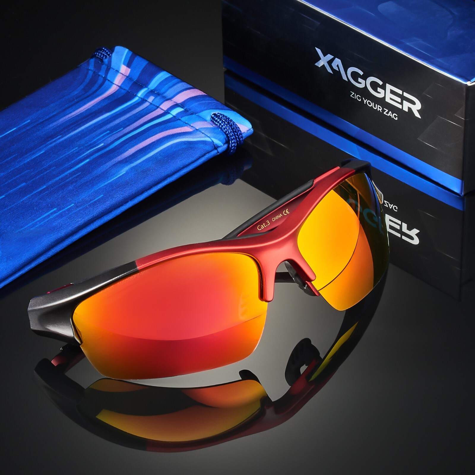 Xagger Polarized Sports Sunglasses for Men & Women-UV400 Protection Wrap Around