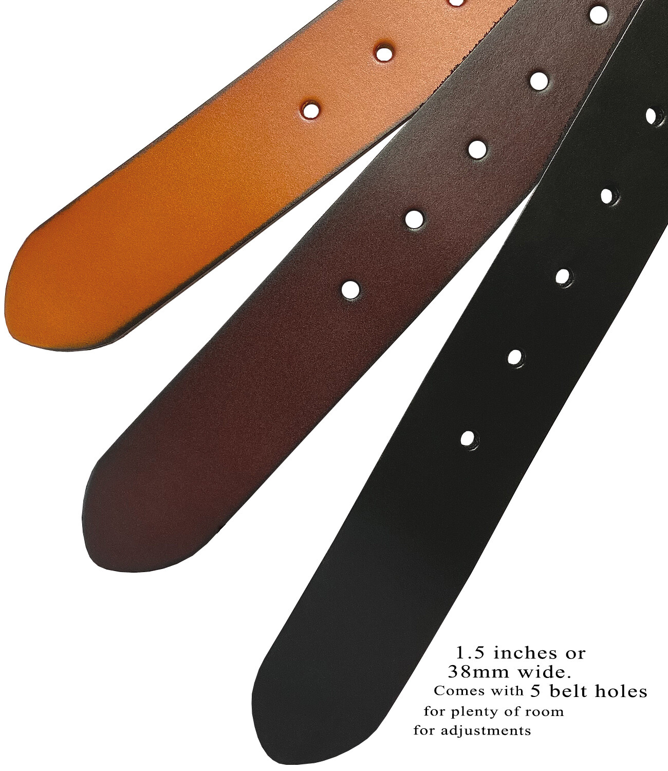 Genuine Leather Belt Strap Casual Belt Snap 1-1/2″ Wide – Black Brown Tan