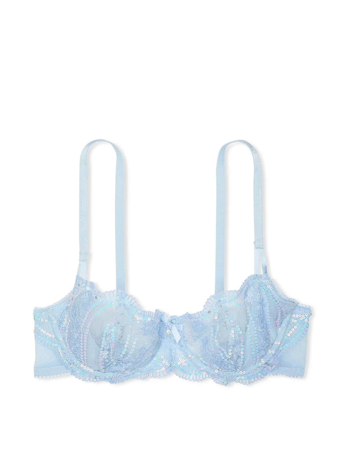Victoria’s Secret Wicked Iridescent Embroidery Unlined Bra Panty Set Blue