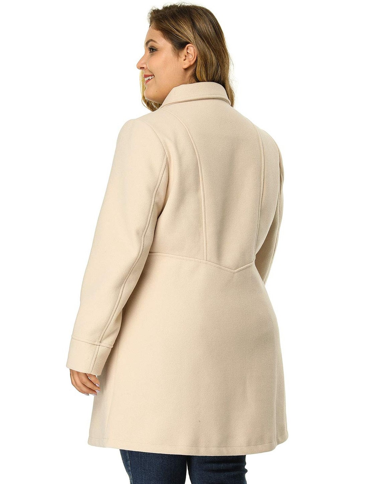 Agnes Orinda Women’s Plus Size Coat A-Line Peter Pan Collar Double Breasted F…