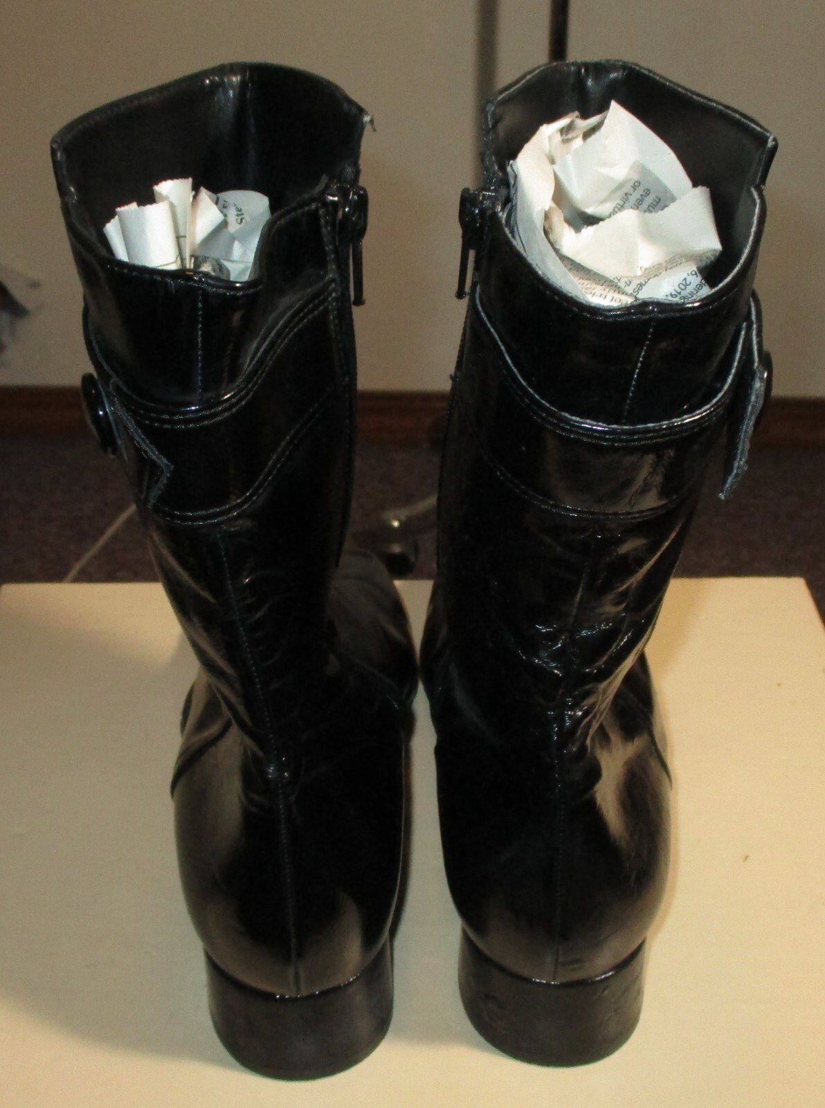THERESIA M. Black Zip Faux Leather Boots Size 4.5 NWOT