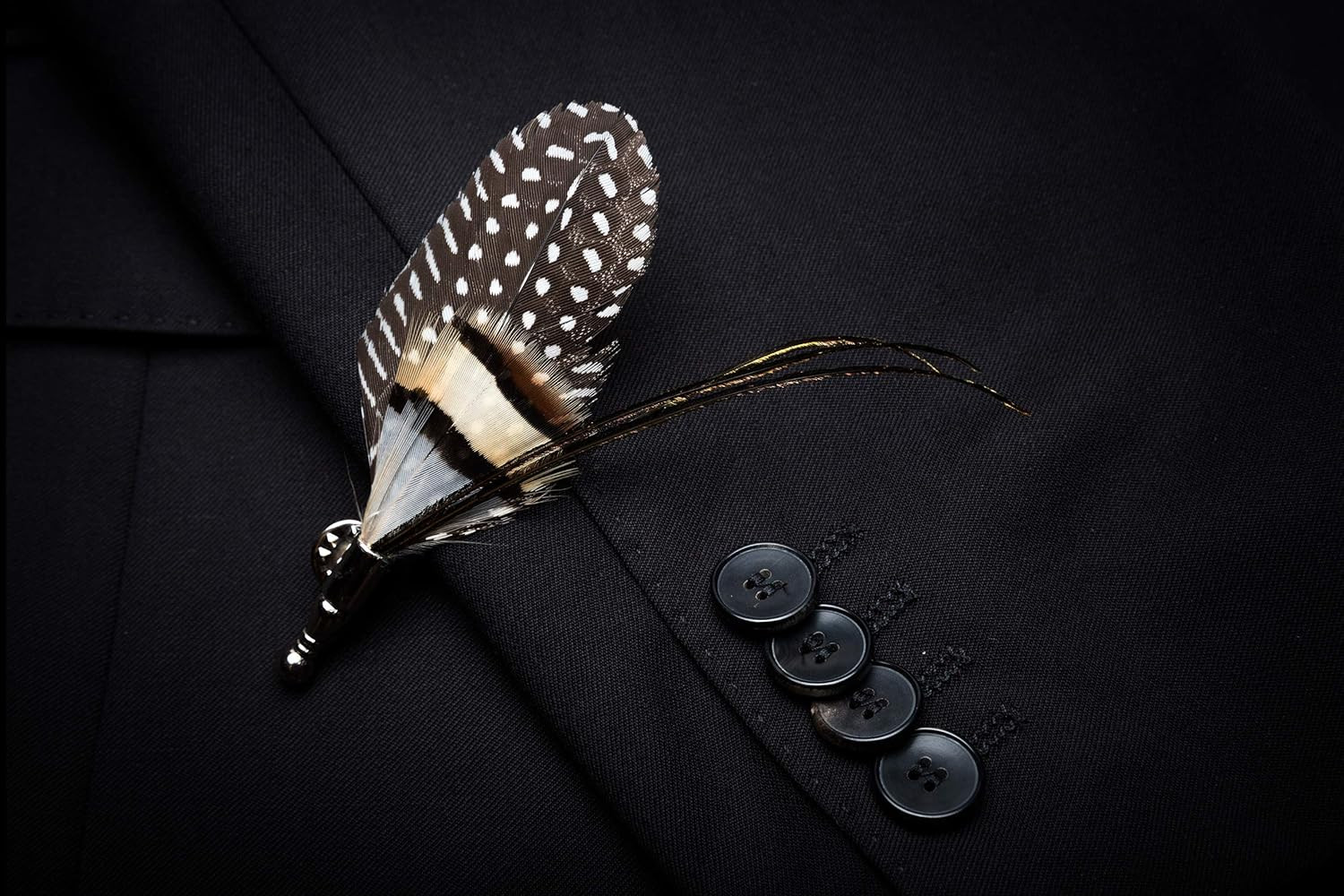 Handmade Feather Pre-tied Bow tie and Brooch Sets for Men