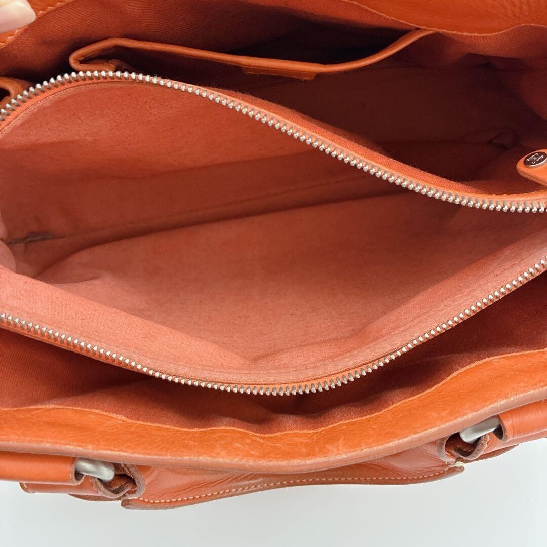 CELINE Boogie Bag Leather Orange Vintage Authentic From Japan